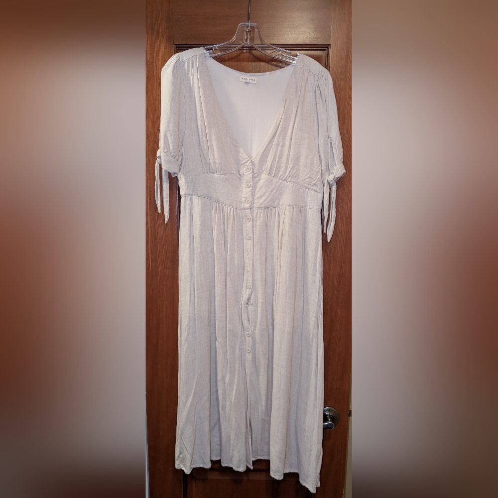 Main Strip Cream Prairie-Style Midi Dress